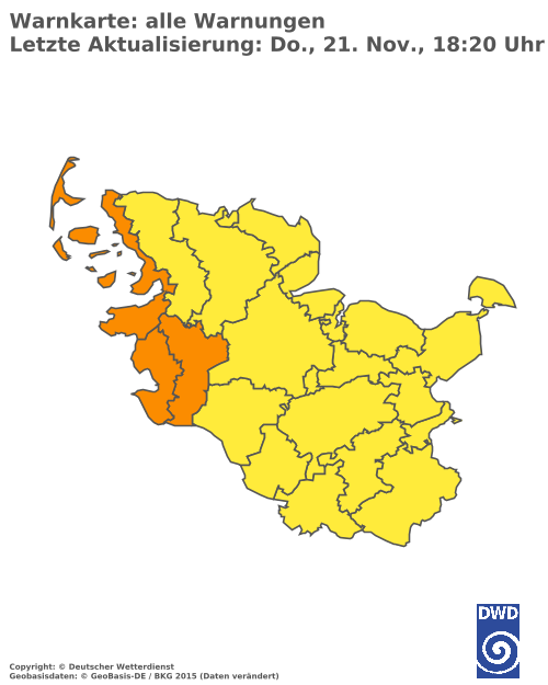 Aktuelle Wetterwarnungen für  Hamburg
