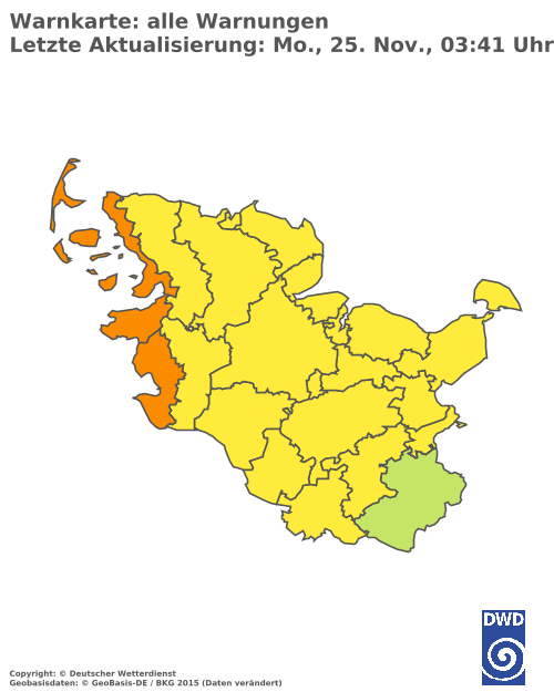 Aktuelle Wetterwarnungen für  Hamburg